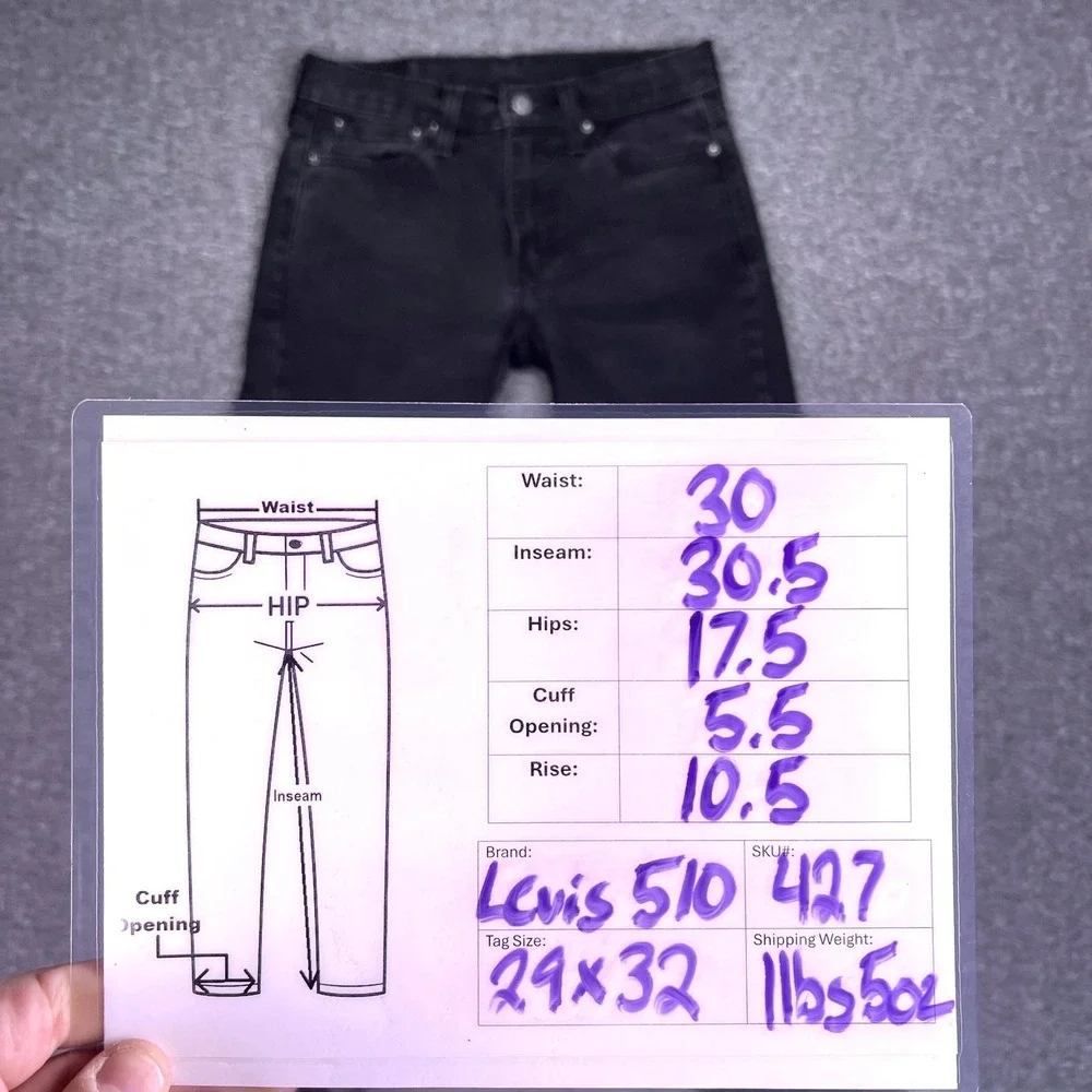 Levis 510 Jeans Mens‎ 29x32 Black Skinny Casual Punk Stretch Denim Pants Grunge